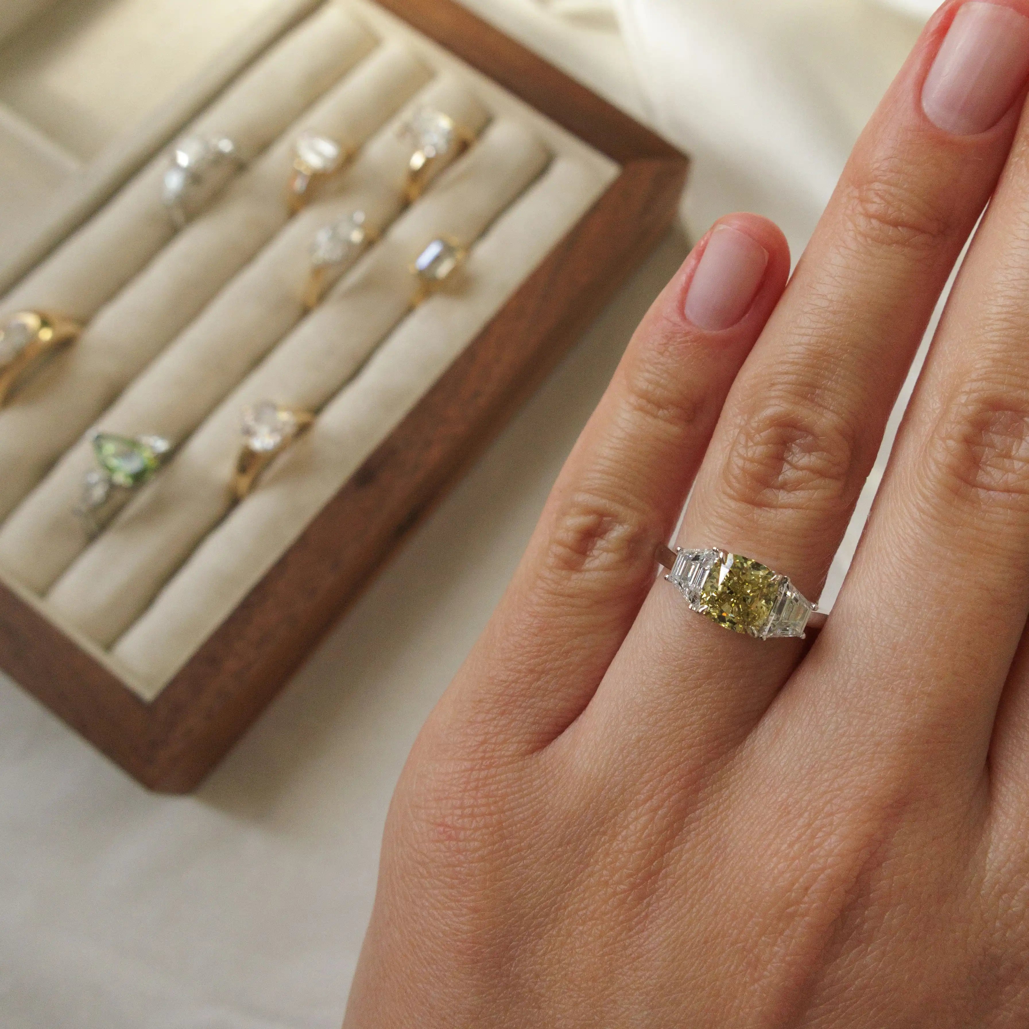 Dana Diamond Engagement Ring | Cushion | Trapezoid