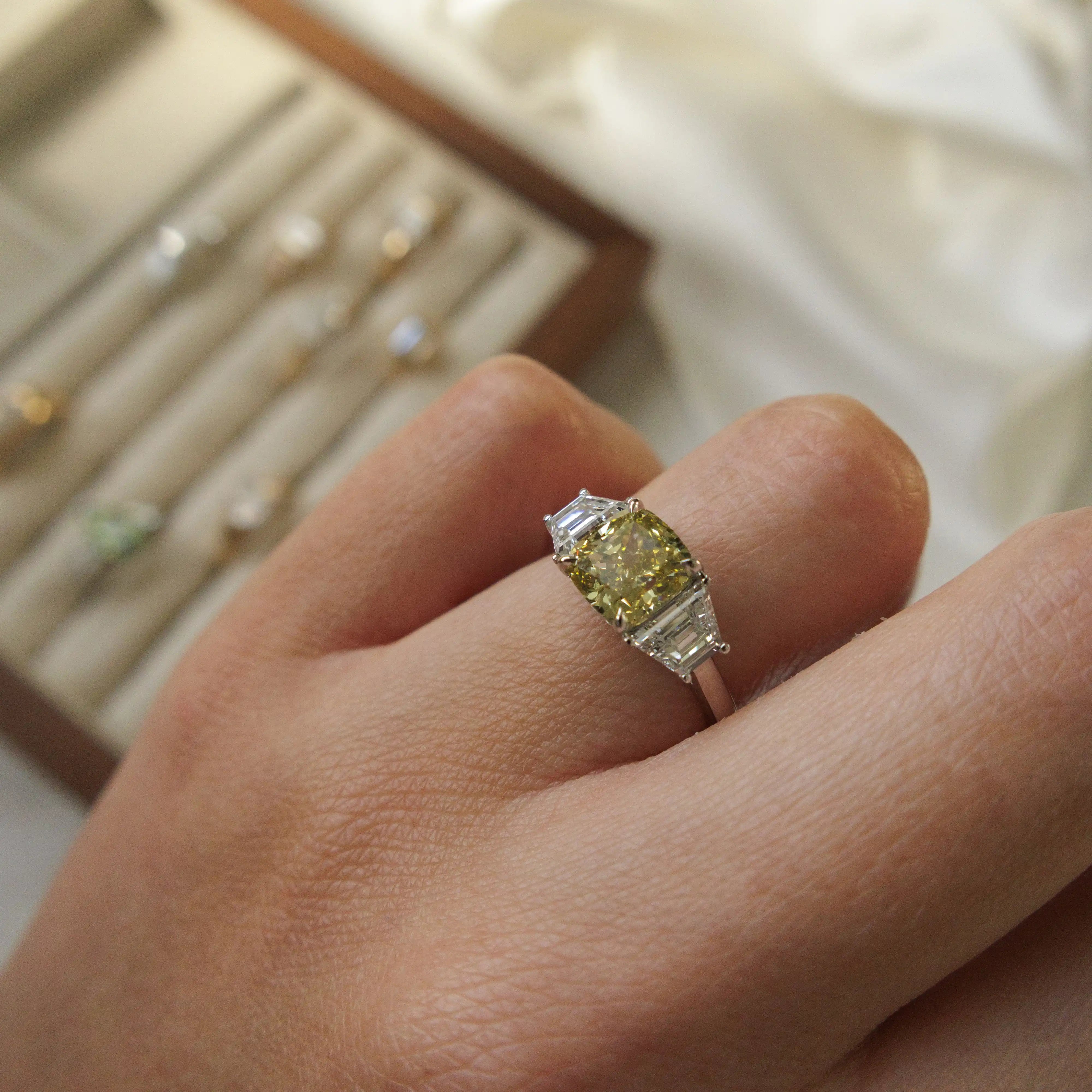 Dana Diamond Engagement Ring | Cushion | Trapezoid